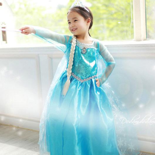 frozen girl-snow-queen-elsa-costumes-dress